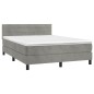 vidaXL Boxspringbett mit Matratze Hellgrau 140x200 cm Samt vidaXL Boxspringbett mit Matratze Hellgrau 140x200 cm Samt