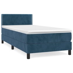 vidaXL Boxspringbett mit Matratze Dunkelblau 80x200 cm Samt