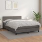 vidaXL Boxspringbett mit Matratze Grau 140x190 cm Kunstleder vidaXL Boxspringbett mit Matratze Grau 140x190 cm Kunstleder