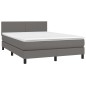 vidaXL Boxspringbett mit Matratze Grau 140x190 cm Kunstleder vidaXL Boxspringbett mit Matratze Grau 140x190 cm Kunstleder