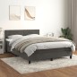 vidaXL Boxspringbett mit Matratze Dunkelgrau 140x200 cm Samt vidaXL Boxspringbett mit Matratze Dunkelgrau 140x200 cm Samt