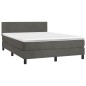 vidaXL Boxspringbett mit Matratze Dunkelgrau 140x200 cm Samt vidaXL Boxspringbett mit Matratze Dunkelgrau 140x200 cm Samt