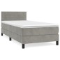 vidaXL Boxspringbett mit Matratze Hellgrau 90x190 cm Samt vidaXL Boxspringbett mit Matratze Hellgrau 90x190 cm Samt