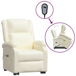 vidaXL Massagesessel mit Aufstehhilfe Creme Kunstleder
