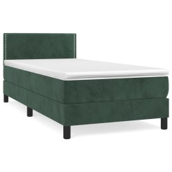 vidaXL Boxspringbett mit Matratze Dunkelgrün 100x200 cm Samt