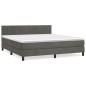 vidaXL Boxspringbett mit Matratze Dunkelgrau 160x200 cm Samt vidaXL Boxspringbett mit Matratze Dunkelgrau 160x200 cm Samt