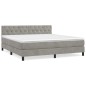 vidaXL Boxspringbett mit Matratze Hellgrau 160x200 cm Samt vidaXL Boxspringbett mit Matratze Hellgrau 160x200 cm Samt