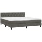 vidaXL Boxspringbett mit Matratze Dunkelgrau 180x200 cm Samt vidaXL Boxspringbett mit Matratze Dunkelgrau 180x200 cm Samt