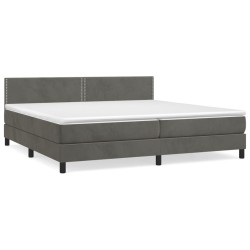 vidaXL Boxspringbett mit Matratze Dunkelgrau 200x200 cm Samt