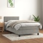 vidaXL Boxspringbett mit Matratze Hellgrau 100x200 cm Samt vidaXL Boxspringbett mit Matratze Hellgrau 100x200 cm Samt