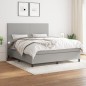 vidaXL Boxspringbett mit Matratze Hellgrau 160x200 cm Stoff vidaXL Boxspringbett mit Matratze Hellgrau 160x200 cm Stoff