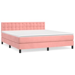 vidaXL Boxspringbett mit Matratze Rosa 160x200 cm Samt