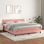 vidaXL Boxspringbett mit Matratze Rosa 180x200 cm Samt vidaXL Boxspringbett mit Matratze Rosa 180x200 cm Samt
