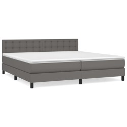 vidaXL Boxspringbett mit Matratze Grau 200x200 cm Kunstleder