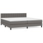 vidaXL Boxspringbett mit Matratze Grau 200x200 cm Kunstleder vidaXL Boxspringbett mit Matratze Grau 200x200 cm Kunstleder