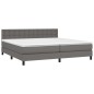 vidaXL Boxspringbett mit Matratze Grau 200x200 cm Kunstleder vidaXL Boxspringbett mit Matratze Grau 200x200 cm Kunstleder
