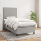 vidaXL Boxspringbett mit Matratze Hellgrau 100x200 cm Stoff vidaXL Boxspringbett mit Matratze Hellgrau 100x200 cm Stoff