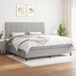 vidaXL Boxspringbett mit Matratze Hellgrau 200x200 cm Stoff vidaXL Boxspringbett mit Matratze Hellgrau 200x200 cm Stoff