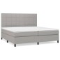 vidaXL Boxspringbett mit Matratze Hellgrau 200x200 cm Stoff vidaXL Boxspringbett mit Matratze Hellgrau 200x200 cm Stoff
