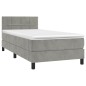 vidaXL Boxspringbett mit Matratze Hellgrau 100x200 cm Samt vidaXL Boxspringbett mit Matratze Hellgrau 100x200 cm Samt