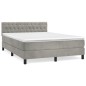 vidaXL Boxspringbett mit Matratze Hellgrau 140x190 cm Samt vidaXL Boxspringbett mit Matratze Hellgrau 140x190 cm Samt
