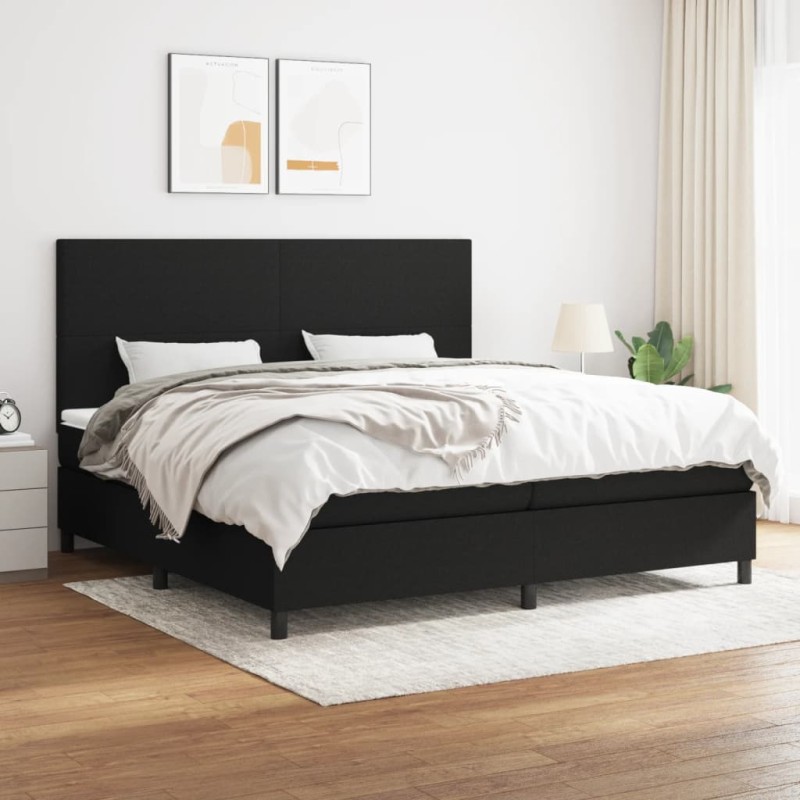 vidaXL Boxspringbett mit Matratze Schwarz 200x200 cm Stoff vidaXL Boxspringbett mit Matratze Schwarz 200x200 cm Stoff