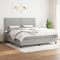 vidaXL Boxspringbett mit Matratze Hellgrau 200x200 cm Stoff vidaXL Boxspringbett mit Matratze Hellgrau 200x200 cm Stoff