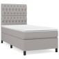 vidaXL Boxspringbett mit Matratze Hellgrau 100x200 cm Stoff vidaXL Boxspringbett mit Matratze Hellgrau 100x200 cm Stoff