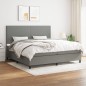 vidaXL Boxspringbett mit Matratze Dunkelgrau 200x200 cm Stoff vidaXL Boxspringbett mit Matratze Dunkelgrau 200x200 cm Stoff
