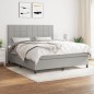 vidaXL Boxspringbett mit Matratze Hellgrau 180x200 cm Stoff vidaXL Boxspringbett mit Matratze Hellgrau 180x200 cm Stoff