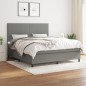 vidaXL Boxspringbett mit Matratze Dunkelgrau 160x200 cm Stoff vidaXL Boxspringbett mit Matratze Dunkelgrau 160x200 cm Stoff