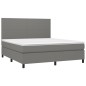 vidaXL Boxspringbett mit Matratze Dunkelgrau 160x200 cm Stoff vidaXL Boxspringbett mit Matratze Dunkelgrau 160x200 cm Stoff