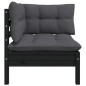 2-Sitzer-Gartensofa mit Kissen Schwarz Massivholz Kiefer 2-Sitzer-Gartensofa mit Kissen Schwarz Massivholz Kiefer