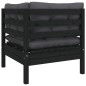 2-Sitzer-Gartensofa mit Kissen Schwarz Massivholz Kiefer 2-Sitzer-Gartensofa mit Kissen Schwarz Massivholz Kiefer