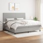 vidaXL Boxspringbett mit Matratze Hellgrau 200x200 cm Stoff vidaXL Boxspringbett mit Matratze Hellgrau 200x200 cm Stoff