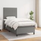 vidaXL Boxspringbett mit Matratze Dunkelgrau 90x190 cm Stoff vidaXL Boxspringbett mit Matratze Dunkelgrau 90x190 cm Stoff
