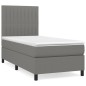 vidaXL Boxspringbett mit Matratze Dunkelgrau 90x190 cm Stoff vidaXL Boxspringbett mit Matratze Dunkelgrau 90x190 cm Stoff