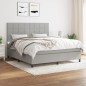 vidaXL Boxspringbett mit Matratze Hellgrau 160x200 cm Stoff vidaXL Boxspringbett mit Matratze Hellgrau 160x200 cm Stoff