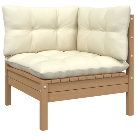 Garten-Ecksofa mit Kissen Honigbraun Massivholz Kiefer