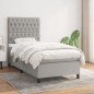 vidaXL Boxspringbett mit Matratze Hellgrau 90x200 cm Stoff vidaXL Boxspringbett mit Matratze Hellgrau 90x200 cm Stoff