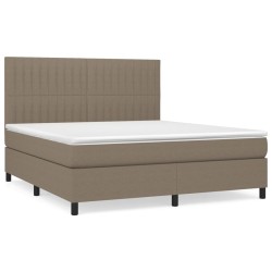 vidaXL Boxspringbett mit Matratze Taupe 180x200 cm Stoff