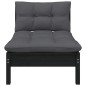 Garten-Mittelsofa mit Kissen Schwarz Massivholz Kiefer Garten-Mittelsofa mit Kissen Schwarz Massivholz Kiefer