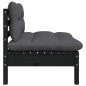 Garten-Mittelsofa mit Kissen Schwarz Massivholz Kiefer Garten-Mittelsofa mit Kissen Schwarz Massivholz Kiefer