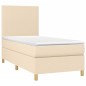vidaXL Boxspringbett mit Matratze Creme 90x190 cm Stoff vidaXL Boxspringbett mit Matratze Creme 90x190 cm Stoff