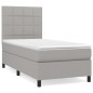 vidaXL Boxspringbett mit Matratze Hellgrau 90x200 cm Stoff vidaXL Boxspringbett mit Matratze Hellgrau 90x200 cm Stoff