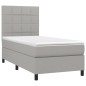 vidaXL Boxspringbett mit Matratze Hellgrau 90x200 cm Stoff vidaXL Boxspringbett mit Matratze Hellgrau 90x200 cm Stoff
