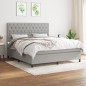 vidaXL Boxspringbett mit Matratze Hellgrau 160x200 cm Stoff vidaXL Boxspringbett mit Matratze Hellgrau 160x200 cm Stoff
