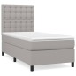 vidaXL Boxspringbett mit Matratze Hellgrau 90x190 cm Stoff vidaXL Boxspringbett mit Matratze Hellgrau 90x190 cm Stoff