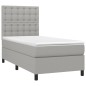 vidaXL Boxspringbett mit Matratze Hellgrau 90x190 cm Stoff vidaXL Boxspringbett mit Matratze Hellgrau 90x190 cm Stoff