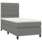 vidaXL Boxspringbett mit Matratze Dunkelgrau 100x200 cm Stoff vidaXL Boxspringbett mit Matratze Dunkelgrau 100x200 cm Stoff